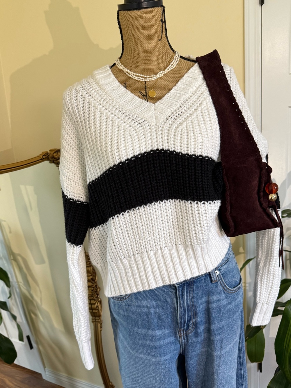Harlow Cream Open-Knit Scoop Neck Sweater